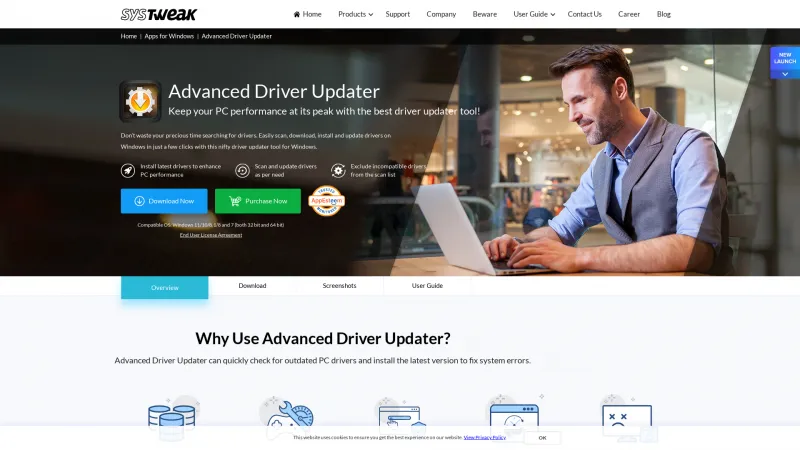 Homepage of Advanced Driver Updater