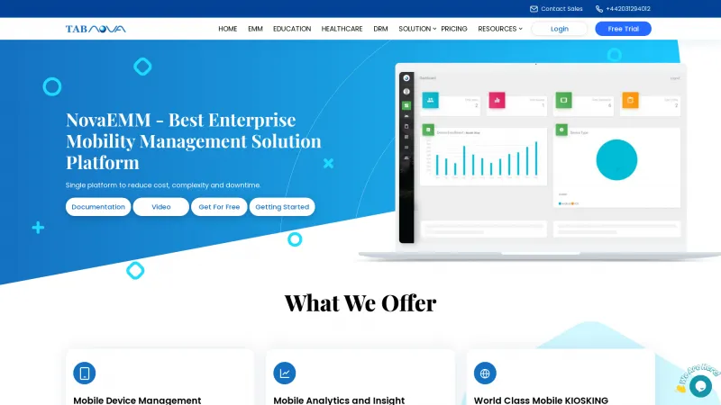 Homepage of NovaEMM