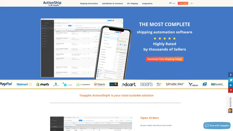 Homepage of ActionShip