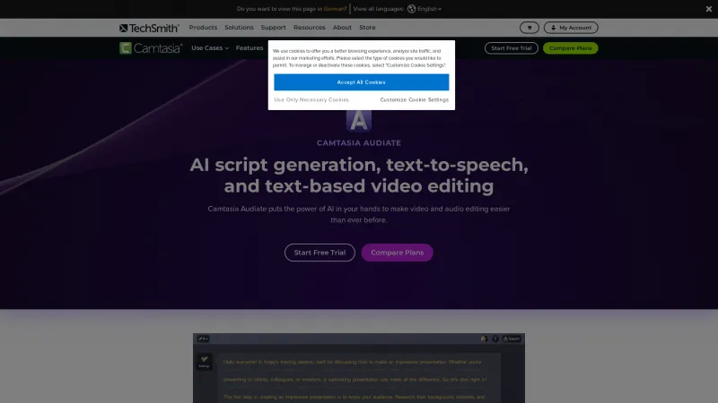 Homepage of Audiate