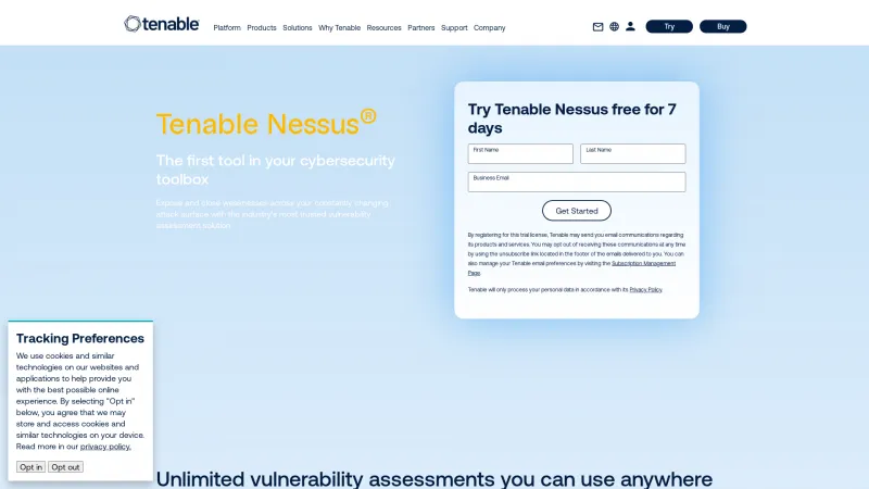 Homepage of Nessus