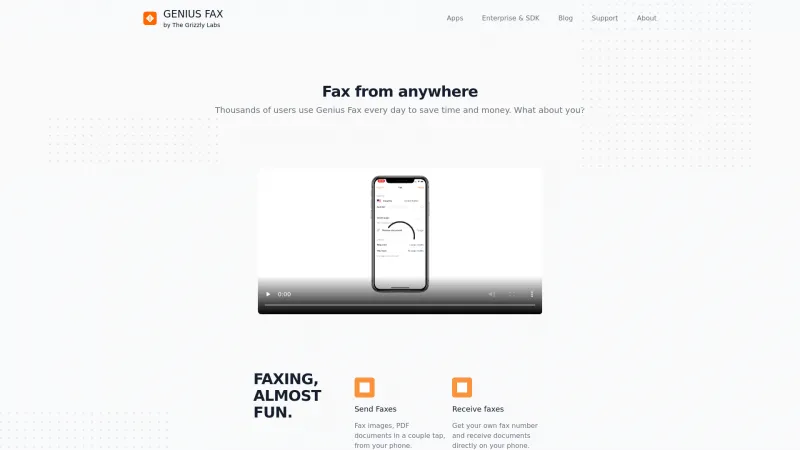 Homepage of Genius Fax