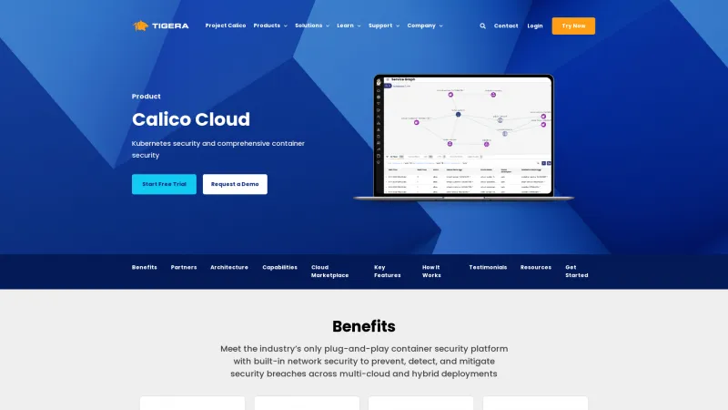 Homepage of Calico Cloud