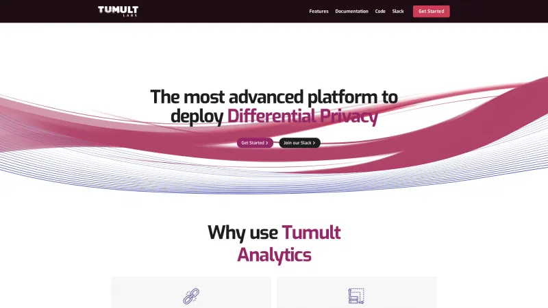 Homepage of Tumult Analytics