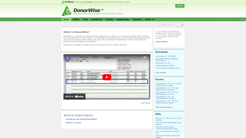 Homepage of TntWare DonorWise