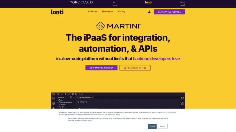 Homepage of Martini