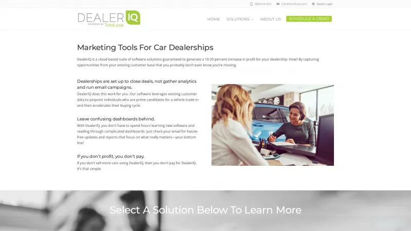 Homepage of DealerIQ