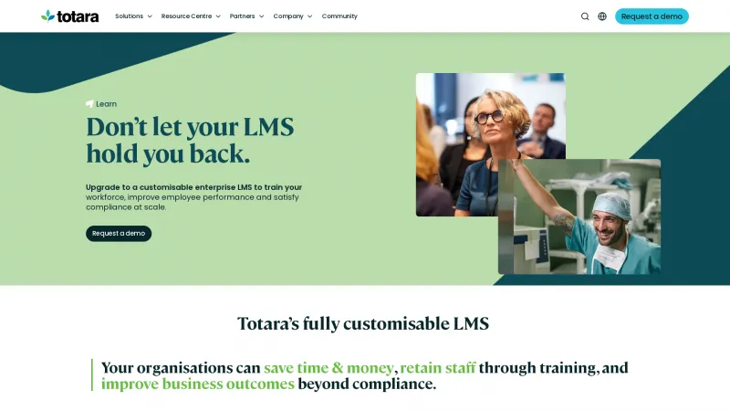 Homepage of Totara Learn (LMS)