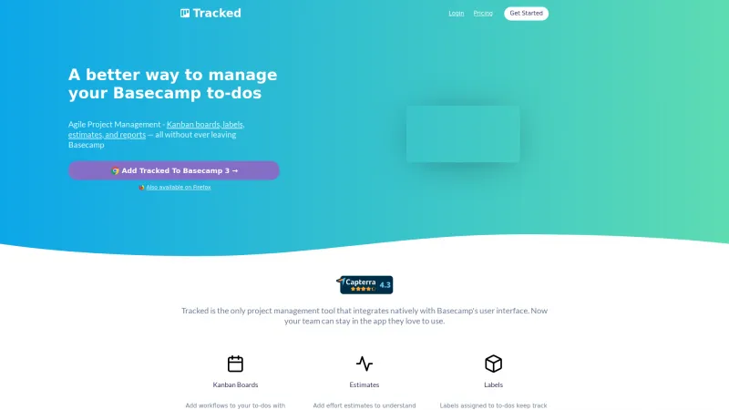 Homepage of Tracked