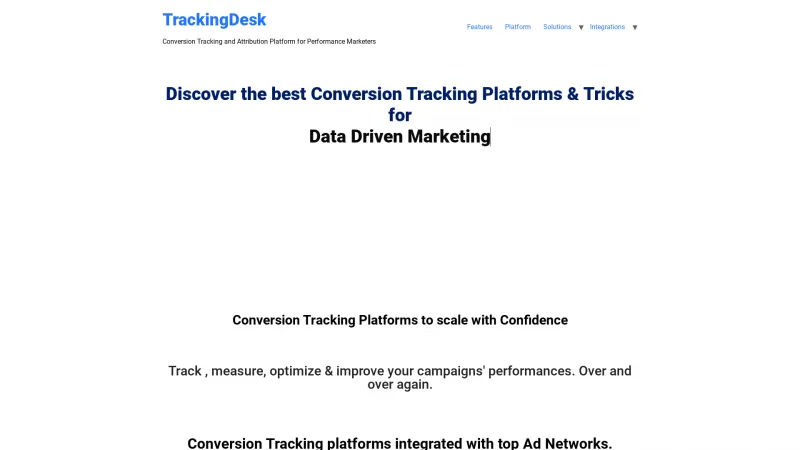 Homepage of TrackingDesk