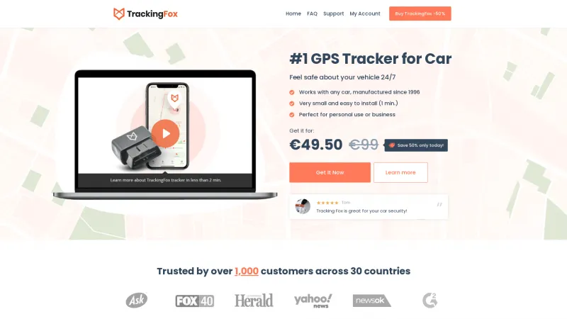 Homepage of TrackingFox