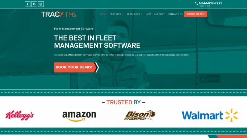 Homepage of Tracx TMS