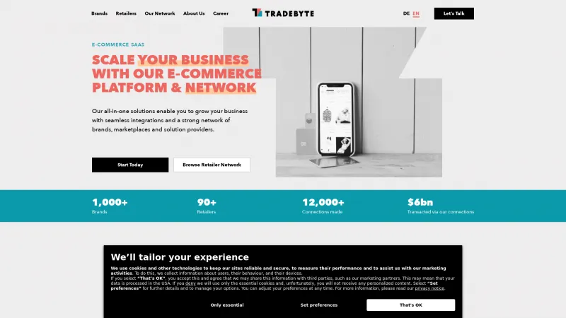 Homepage of Tradebyte