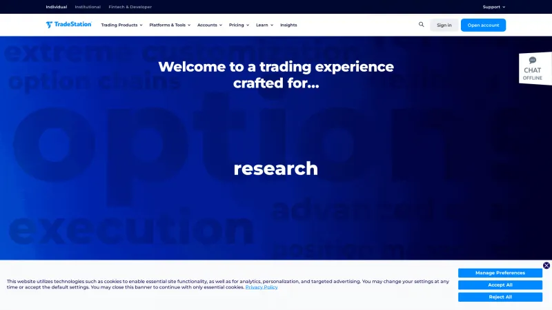 Homepage of TradeStation