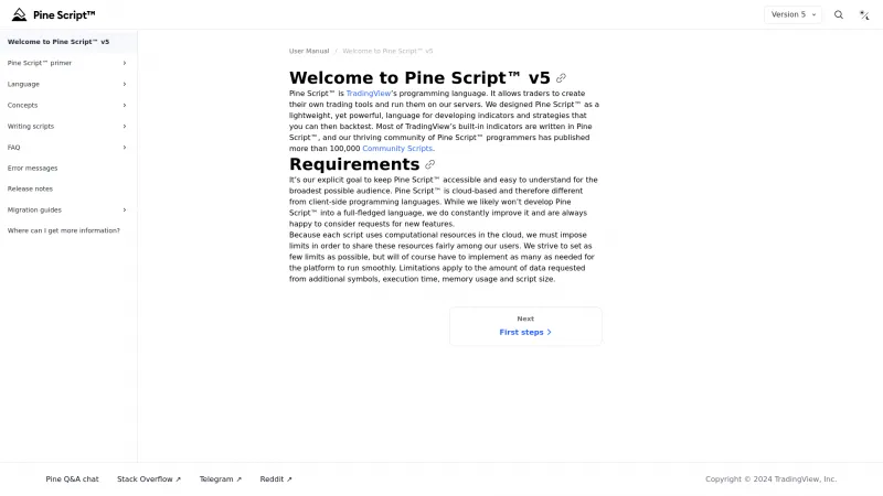 Homepage of Pine Script