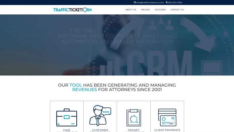 Homepage of Traffic Ticket CRM