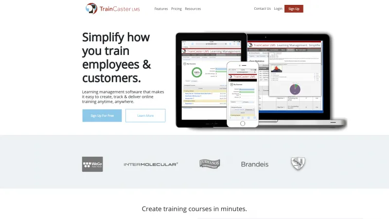 Homepage of TrainCaster LMS