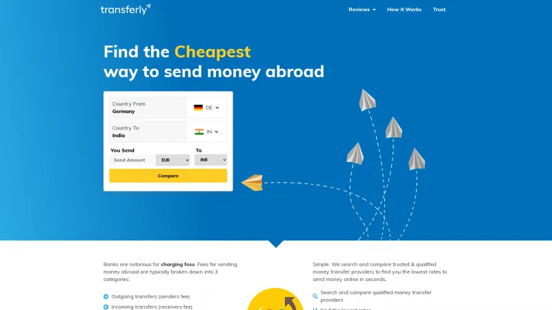 Homepage of Transferly