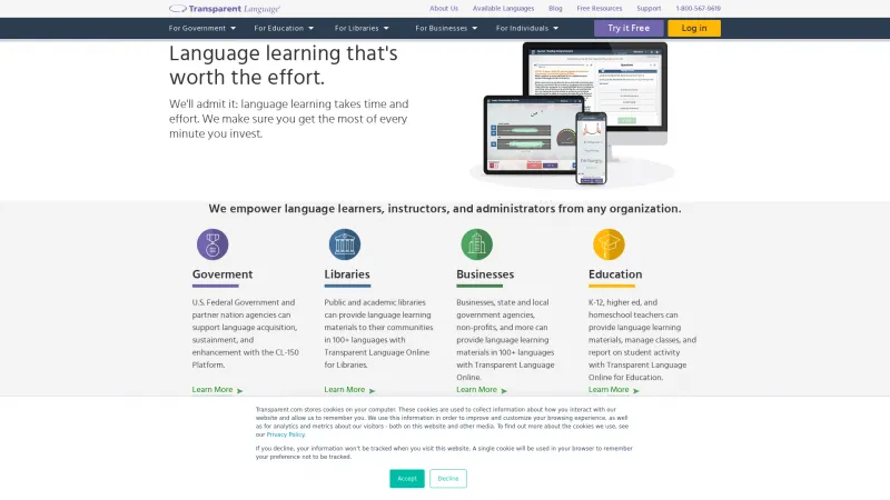 Homepage of Transparent Language