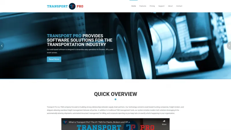 Homepage of Transport Pro