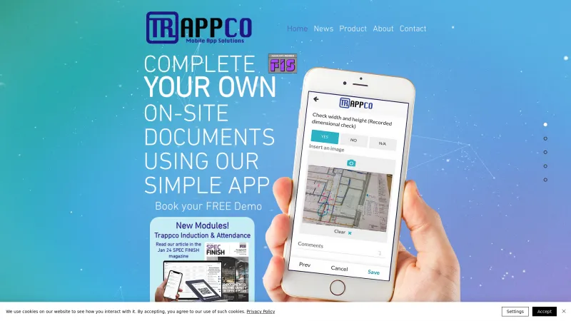 Homepage of Trappco Mobile App Solutions