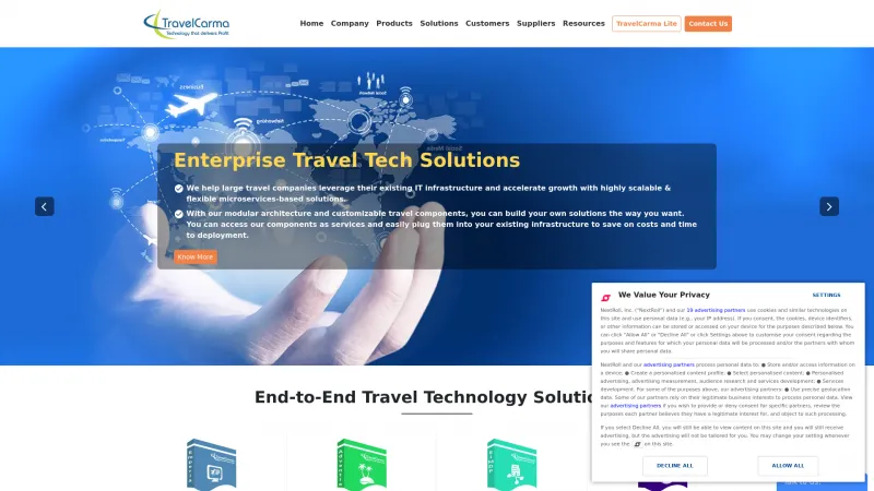 Homepage of TravelCarma