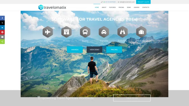 Homepage of Travelomatix