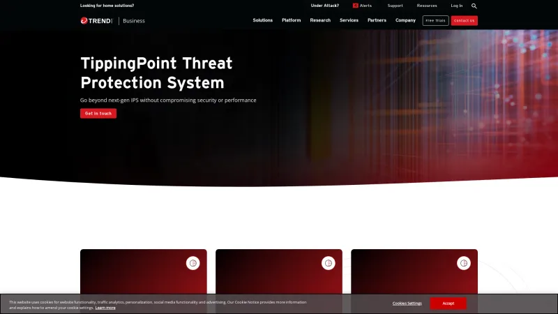 Homepage of Trend Micro TippingPoint