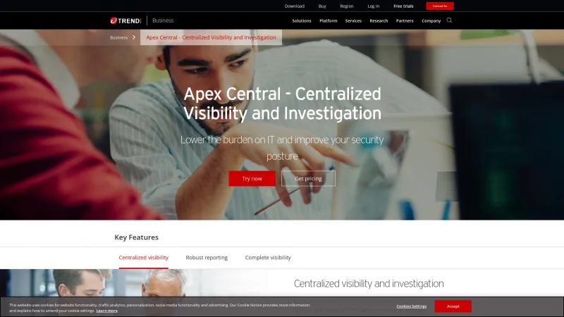 Homepage of Trend Micro Apex Central