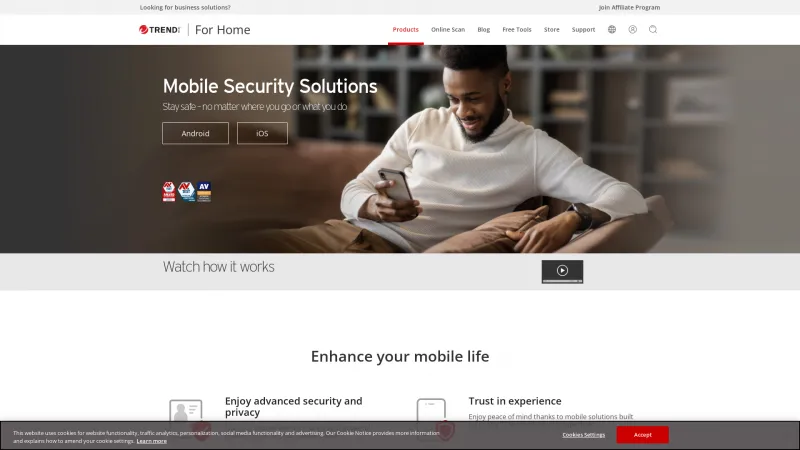 Homepage of Trend Micro Mobile Security