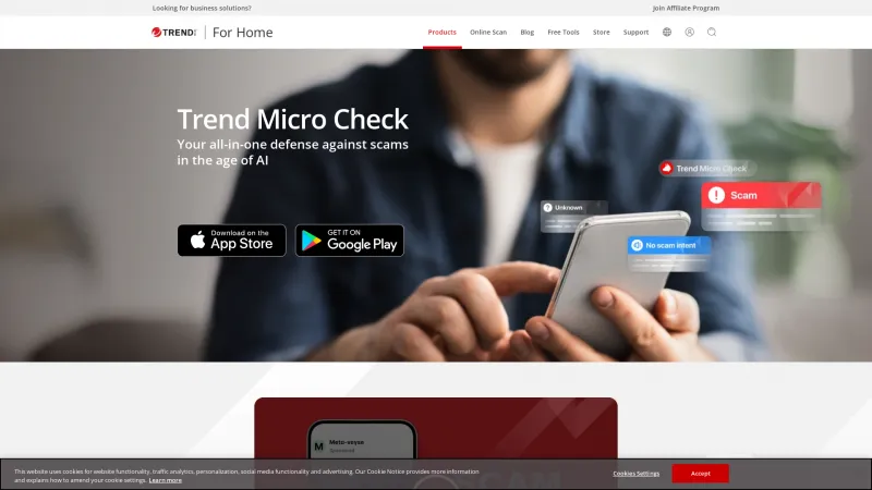 Homepage of Trend Micro Check