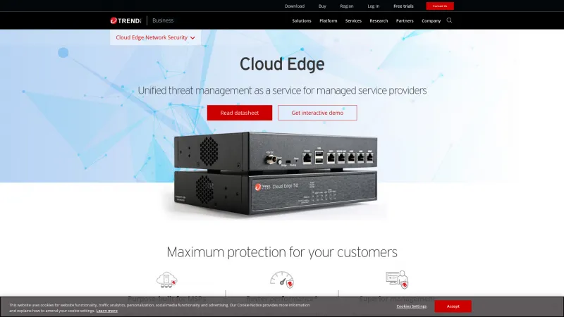 Homepage of Trend Micro Cloud Edge