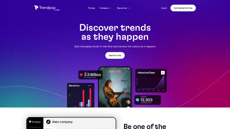 Homepage of Trendpop