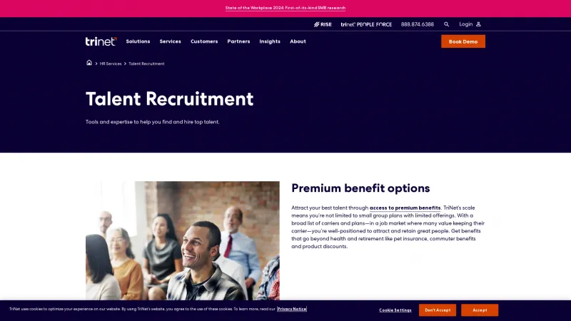 Homepage of TriNet Hire