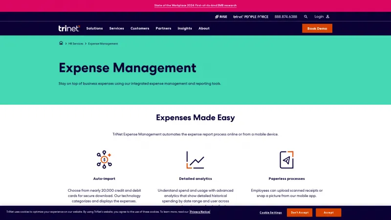 Homepage of TriNet Expense