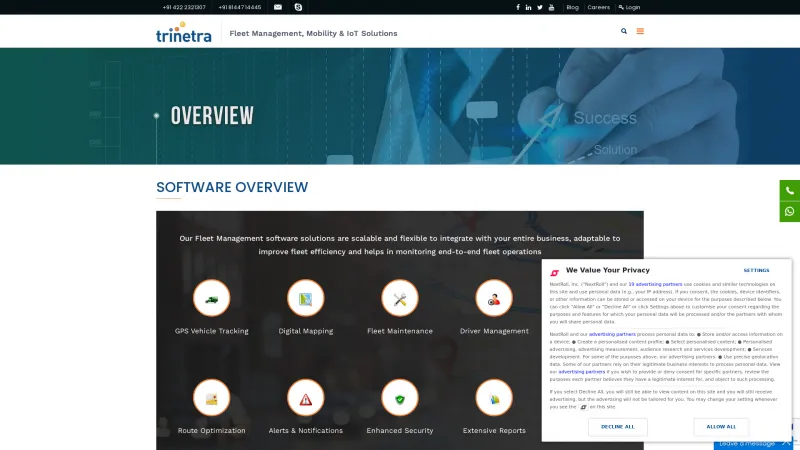 Homepage of Trinetra Fleet Management