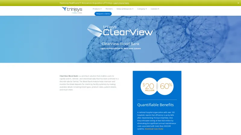 Homepage of ClearView Blood Bank