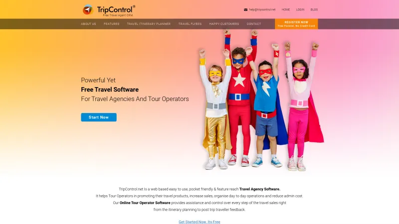 Homepage of TripControl