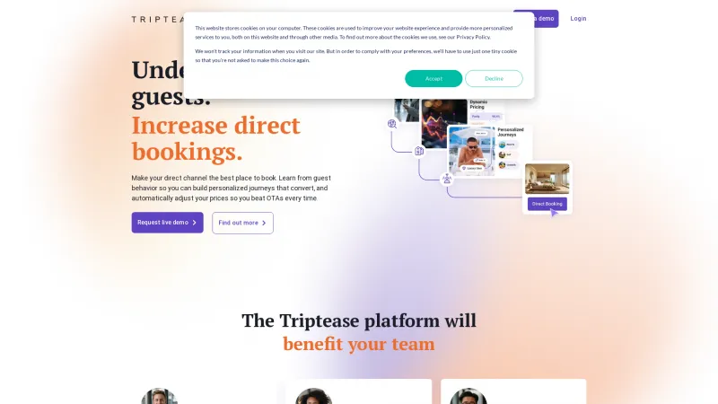 Homepage of Triptease