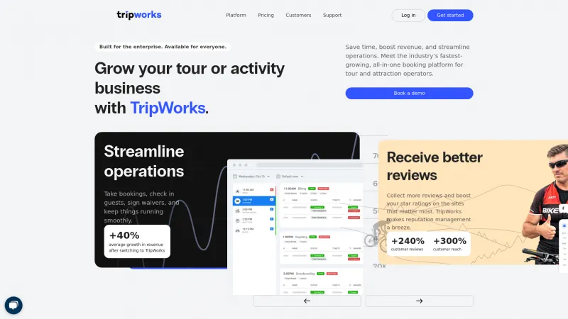 Homepage of TripWorks