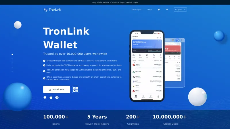 Homepage of TronLink