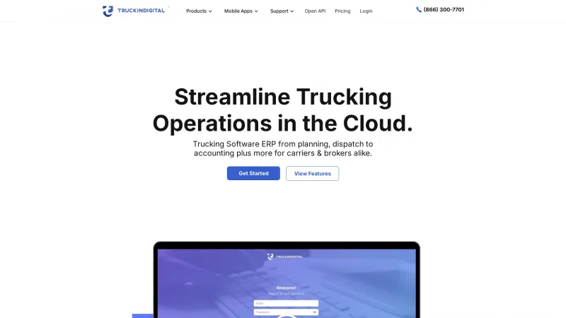 Homepage of Truckin Digital