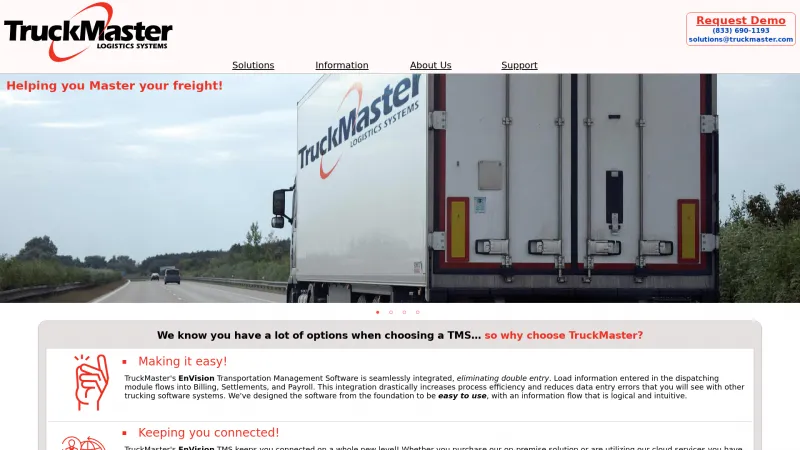 Homepage of TruckMaster EnVision