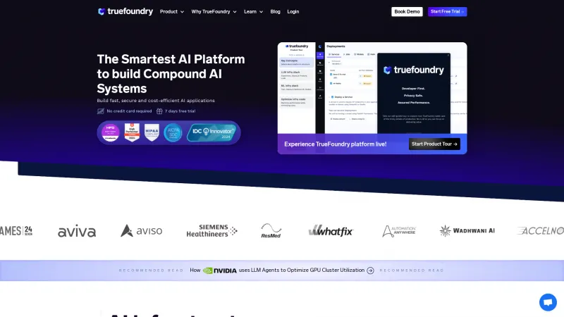 Homepage of TrueFoundry