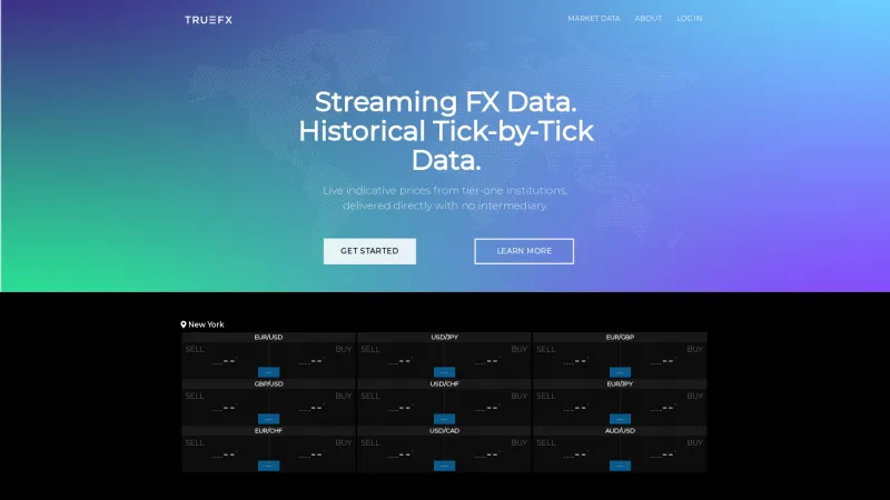 Homepage of TrueFX