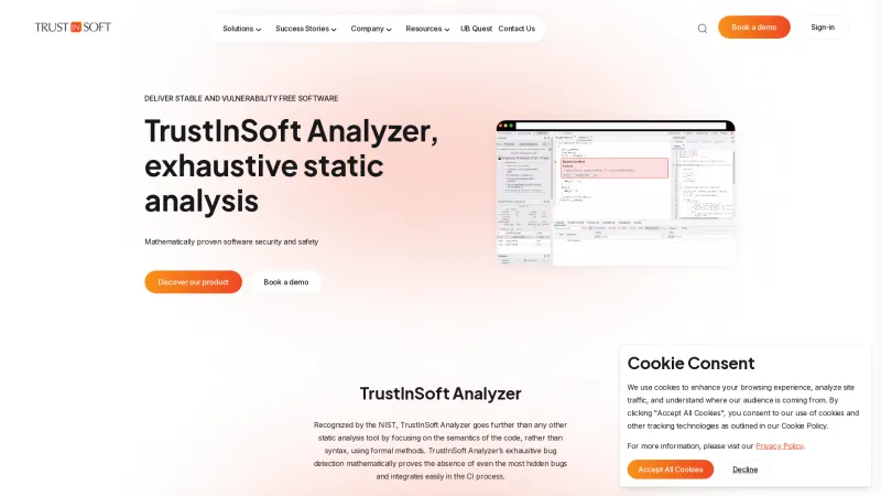 Homepage of TrustInSoft Analyzer