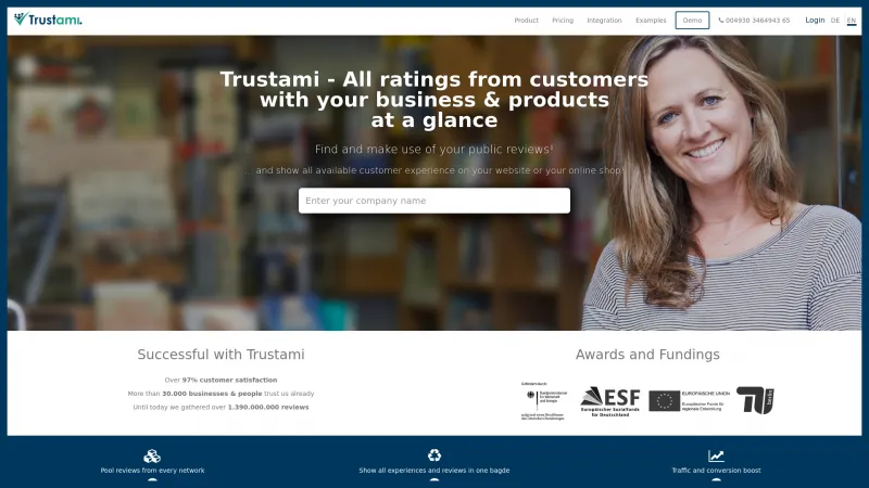 Homepage of Trustami