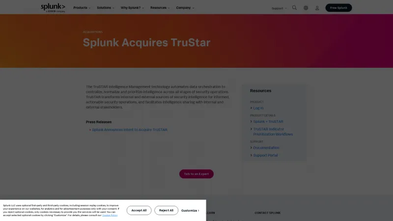 Homepage of TruSTAR