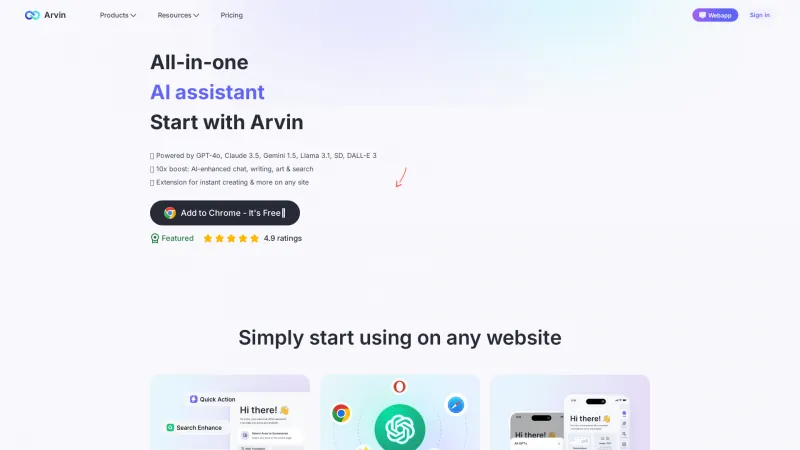 Homepage of Arvin