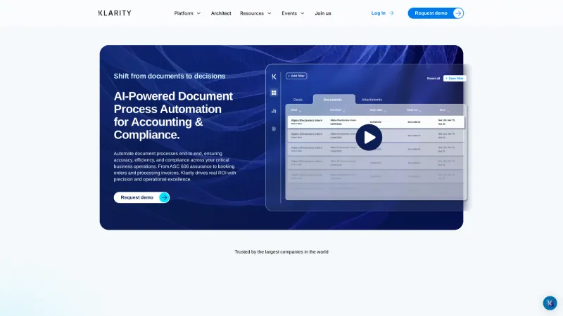 Homepage of Klarity